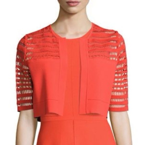 Lela Rose Red Short Sleeve Cropped Sweater sz M - Picture 3 of 6